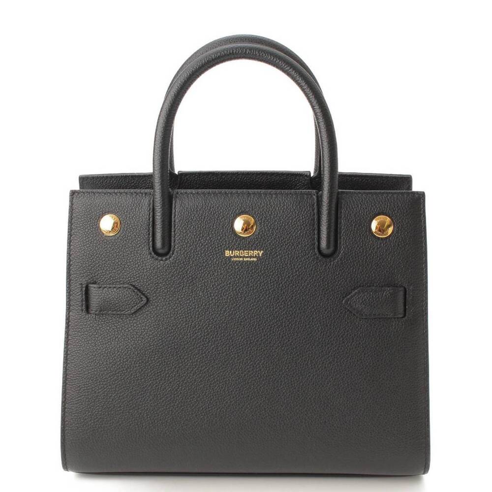 BurberryBurberry Leather Baby Title Tote Bag Logo Black